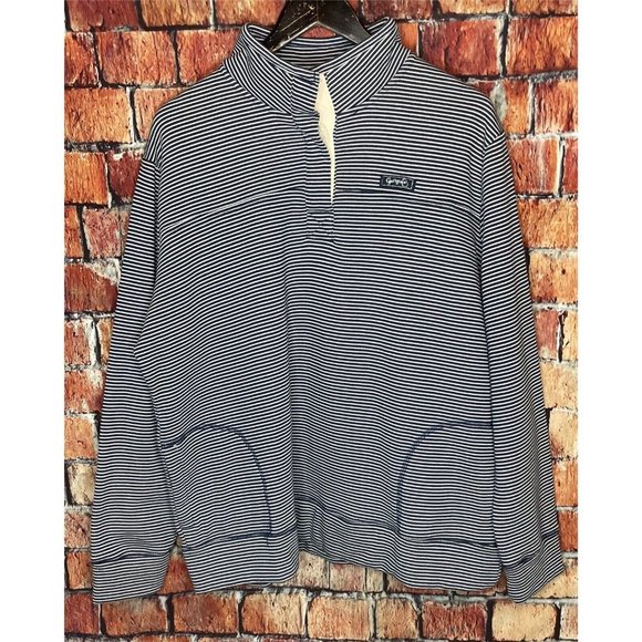 State of Mine Georgia Blue Stripe Striped Women’s XXL Henley Pullover Sweatshirt - Picture 1 of 6